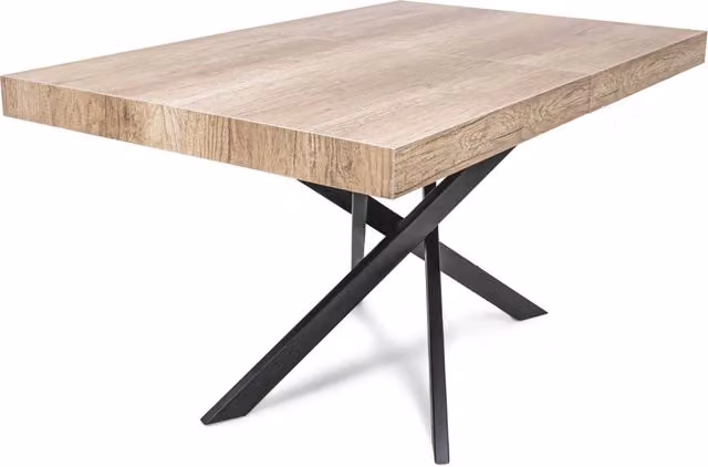 Figaro - Tavolo da pranzo allungabile con gambe incrociate 140(220)x90 cm, rovere rustico