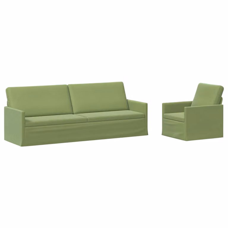 Set di 2 divani moderni vidaXL in velluto verde chiaro con struttura in metallo per il tuo soggiorno