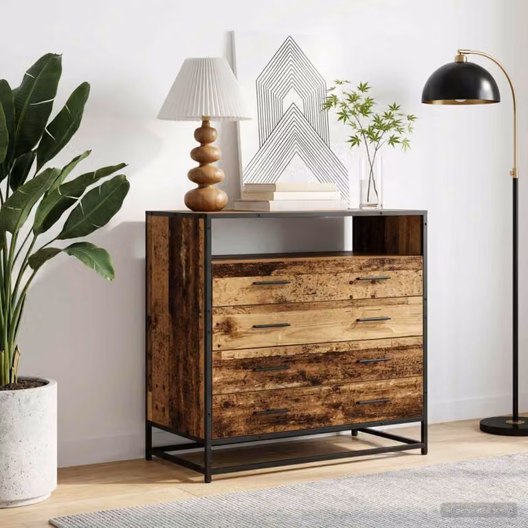 Carrello mobile con 4 cassetti vidaXL in legno color marrone, L 70 cm x P 41 cm x H 83,5 cm