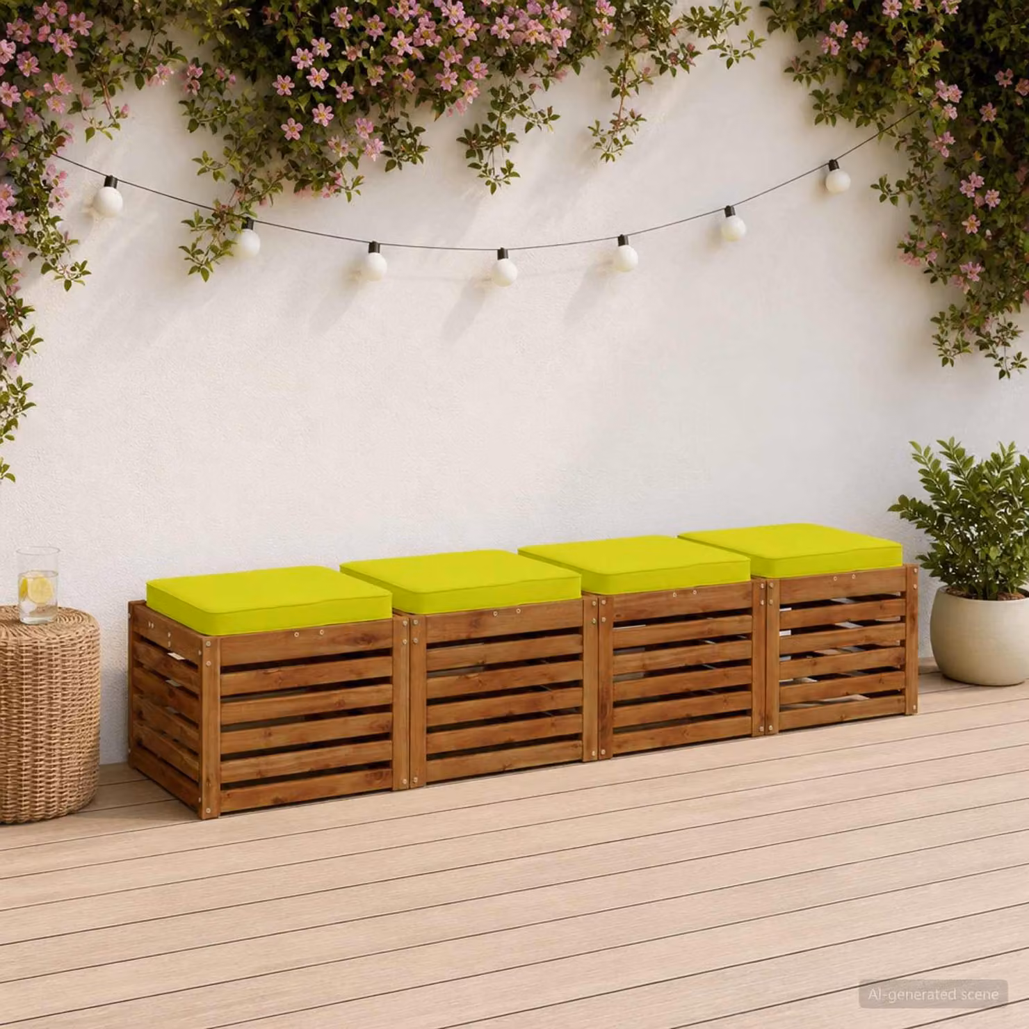 Set di 4 cuscini per sedia vidaXL in poliestere con imbottitura in schiuma, disponibili in verde e giallo