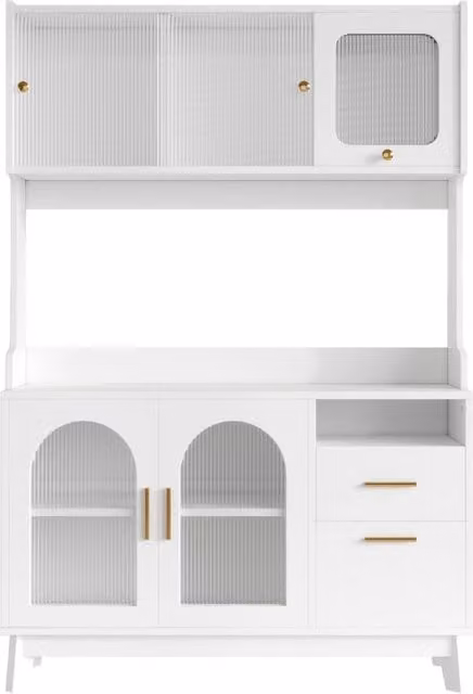 Mobile buffet bianco 120x40x178 cm con prese integrate USB-C e USB-A, ampia capacità di stoccaggio