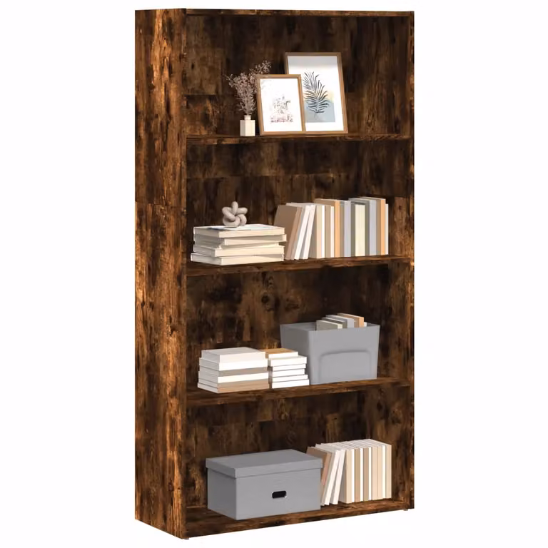 Libreria moderna vidaXL in legno multistrato e MDF, colore marrone, L 80 cm x P 30 cm x H 152 cm