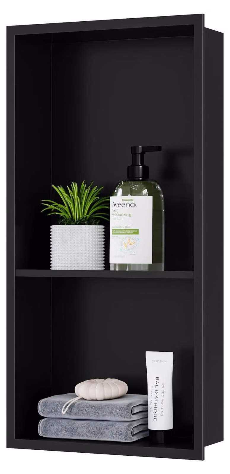 Nicchia a parete in acciaio inossidabile, dimensioni 30x60x10 cm, a doppio strato, colore nero