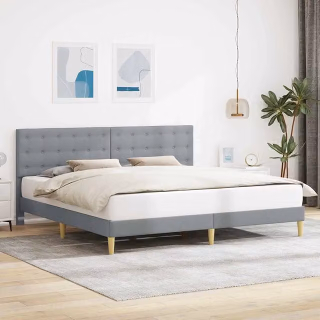 Struttura del letto imbottita vidaXL in tessuto grigio, L/P/H: 200 x 200 x 140 cm – 1