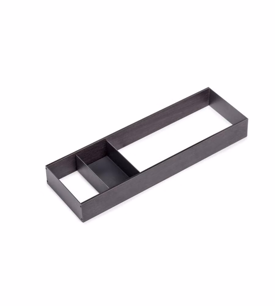 Emuca Organizzatore Orderbox per cassetto, 150x470 mm, Grigio antracite, Acciaio e Legno 1 UN