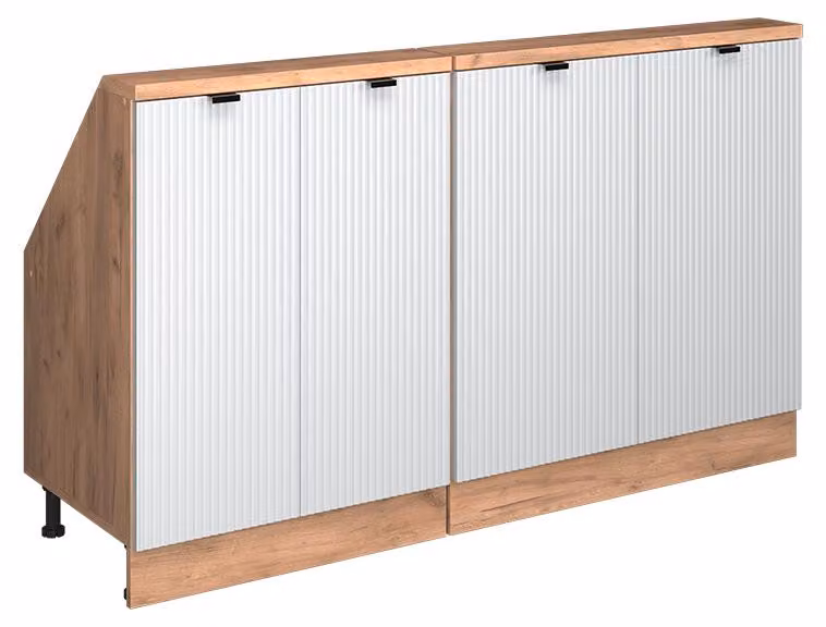 Mobile cucina sottotetto Vicco R-Line Ondulazione bianca 140 cm Set di 2, Model 60608