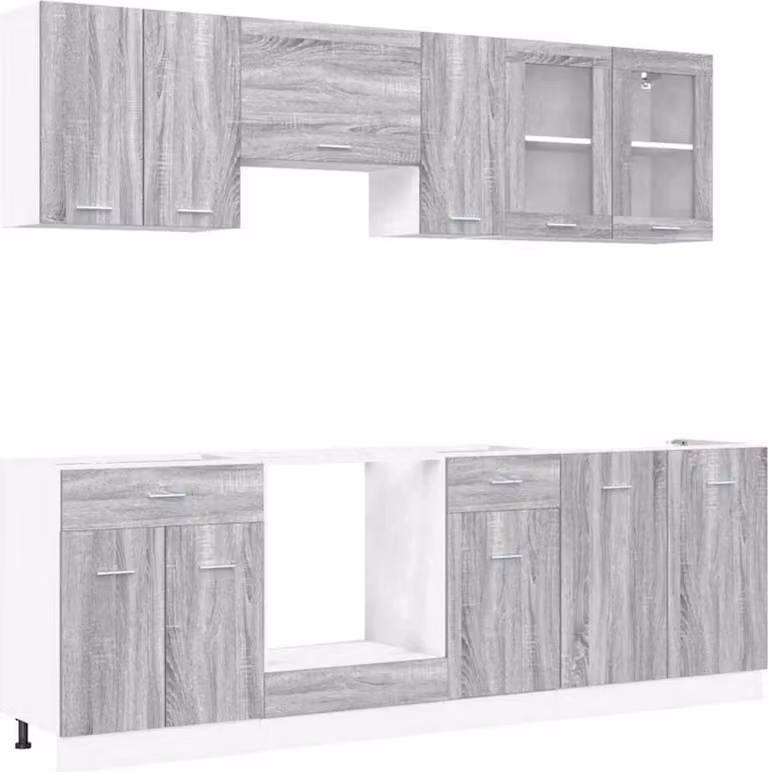 SYFAX™ Set di mobili da cucina con cassetto Lyon 8 pcs Grigio Sonoma