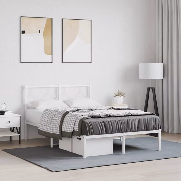 vidaXL Giroletto con Testiera in Metallo Bianco L/P/H: 120 x 200 cm