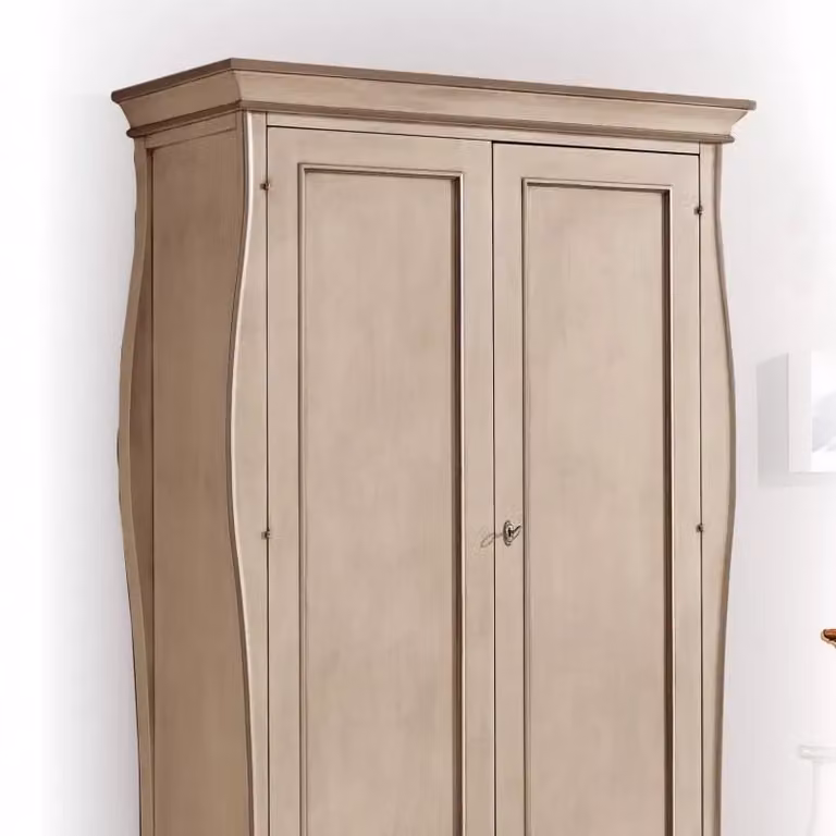Armadio 2 ante in legno stile shabby chic avorio anticato e tortora Mobili 2G L: 127 cm, P: 64 cm, H: 212 cm