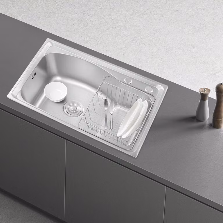 Lavello da cucina, vasca singola, grigio chiaro, 65x44 cm, acciaio inossidabile