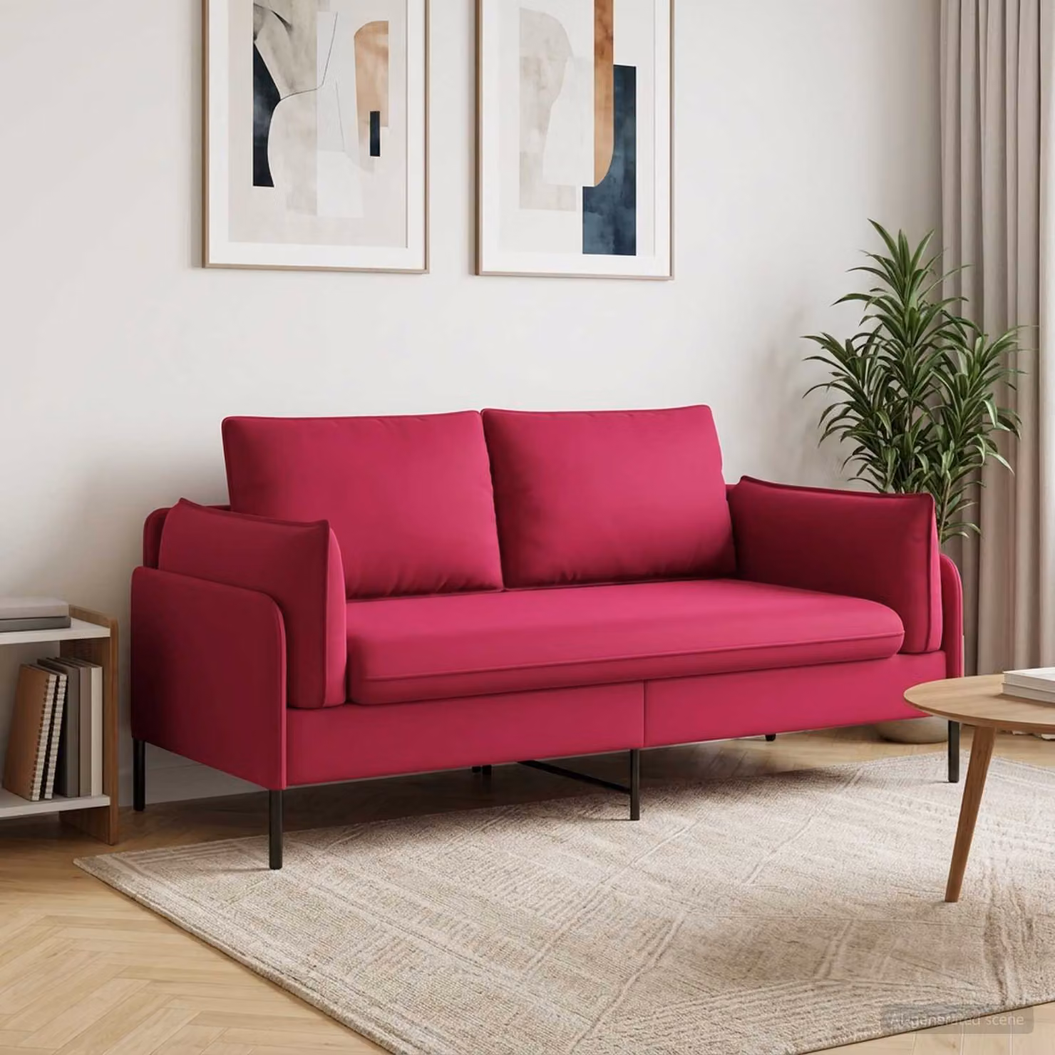Divano a 2 posti vidaXL in velluto rosso, design moderno e lineare per il tuo soggiorno, L 188 x P 81 x H 89 cm