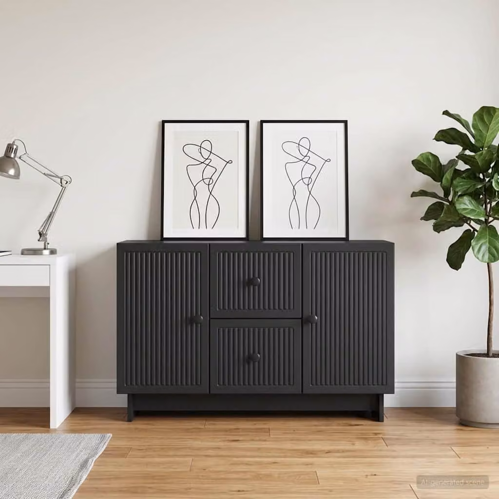 Credenza moderna vidaXL in legno ingegnerizzato nero lucido L 89 x P 34,5 x H 60 cm