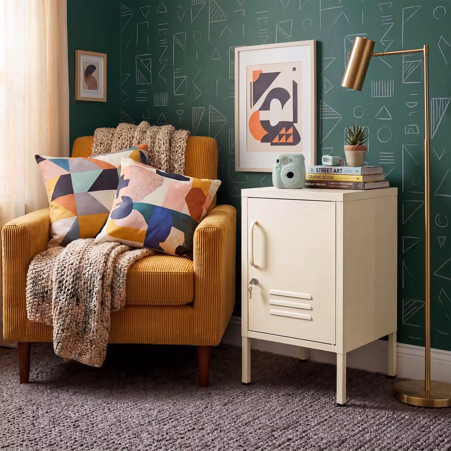 Comodino moderno tectake color beige con finitura opaca L: 42,5 cm, P: 35,0 cm, H: 60,5 cm – 2
