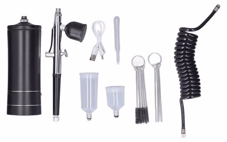 Kit per aerografo, senza fili, anti-intasamento, ad alta pressione, con 2 modalità di pressione (2 PSI), macchina per l'iniezione di ossigeno con spazzola di pulizia, contenitori da 20 cc e 40 cc
