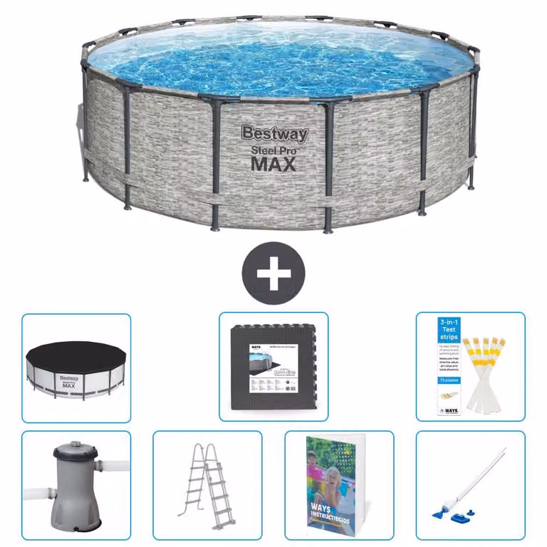 Piscina gonfiabile Bestway Steel Pro MAX, rotonda, 427x122 cm, composta da 6 parti, modello S610