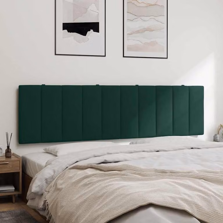 vidaXL Cuscino Testiera Hanko in Velluto Verde Scuro L: 180 cm, H: 45 cm, P: 3 cm
