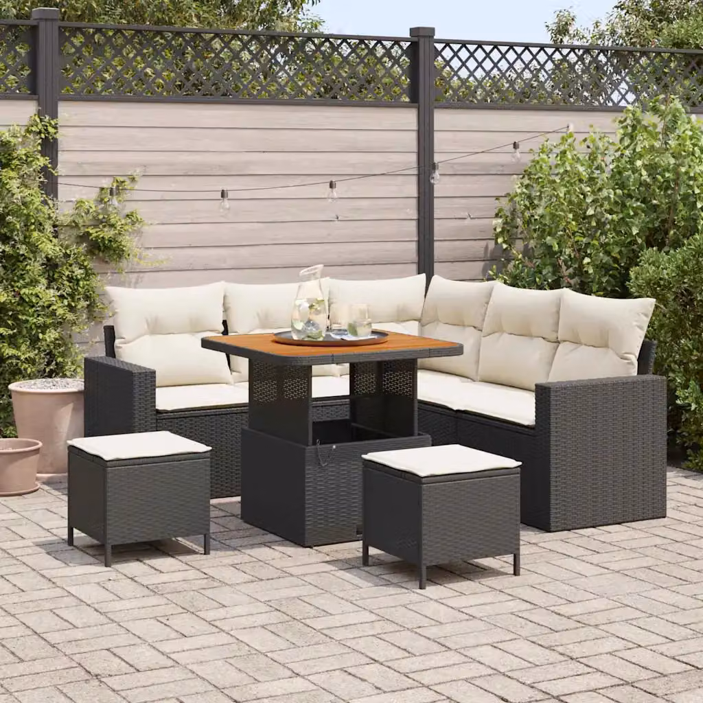 Set Divano da Giardino a L vidaXL 8 Pezzi con Tavolino e Cuscini, Colore Antracite/Nero – 1
