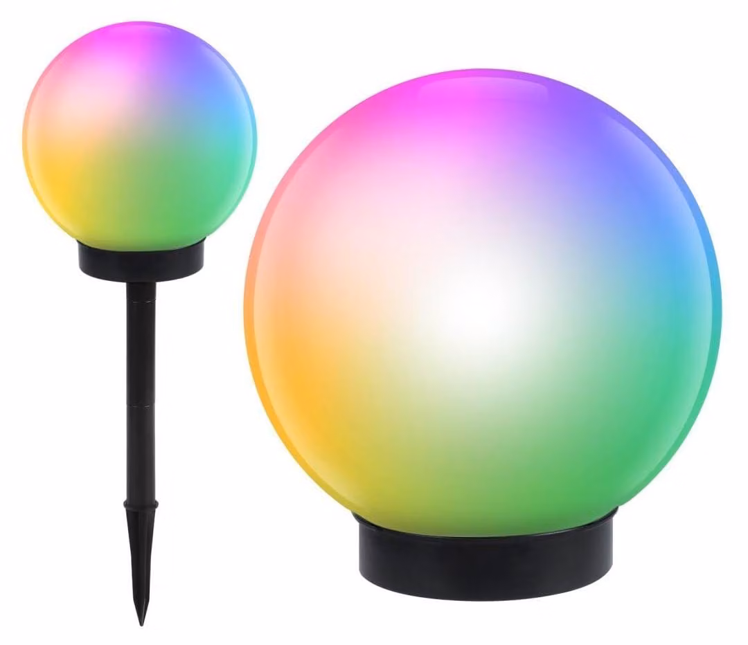 Lampada solare a forma di sfera, diametro 20 cm, multicolore con cambio di colore