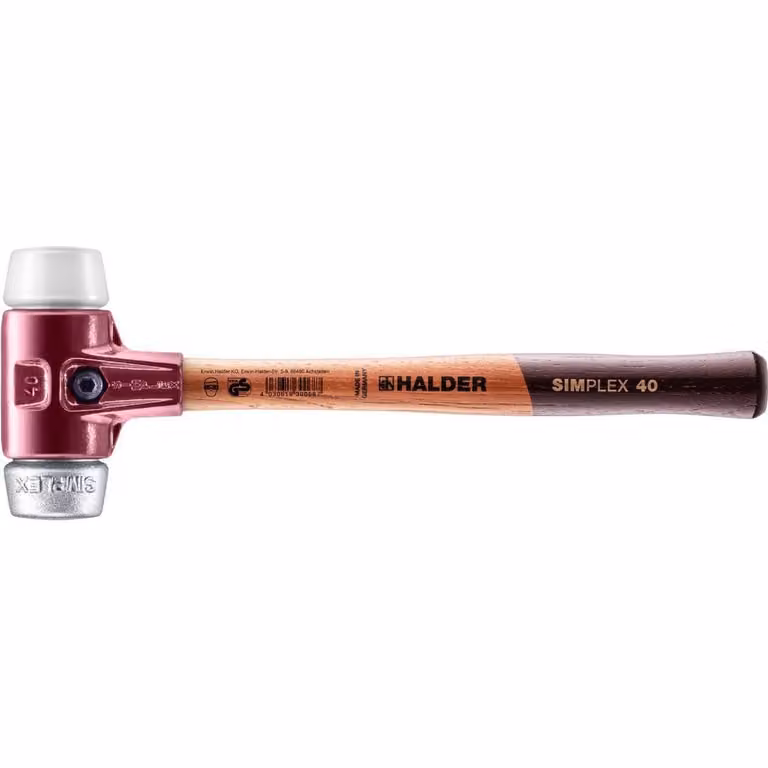 Mazza SIMPLEX soft-face con alloggiamento TE e manico in legno, Ø 40, superplastica / metallo morbido