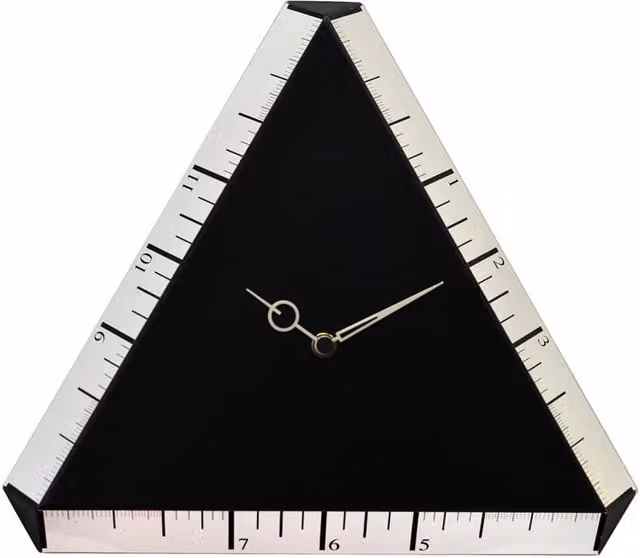 Orologio da parete analogico Pirondini Italia Pitagora nero con design geometrico triangolare L: 38 cm, P: 38 cm, H: 38 cm