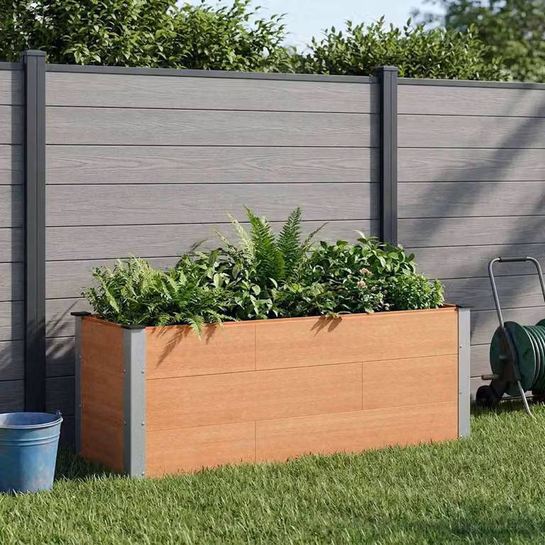 Letto rialzato da giardino vidaXL in WPC e alluminio, Marrone, L: 150 cm, P: 50 cm, H: 54 cm
