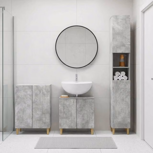 Set di armadietti da bagno in 3 pezzi ARNHEM Grigio Cemento 3417444