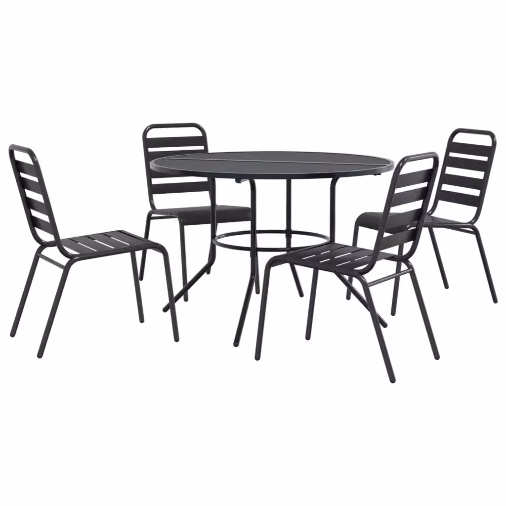 Set di 5 sedie da giardino vidaXL in acciaio verniciato antracite con design moderno e impilabile – 2