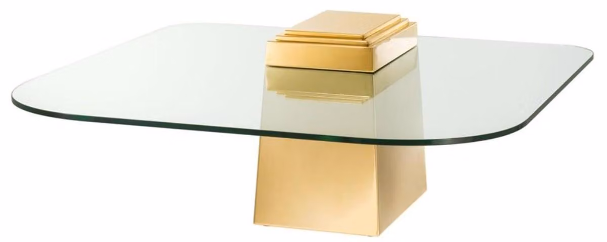 Casa Padrino tavolino / tavolo da salotto oro 105 x 105 x H. 44 cm - Mobili Soggiorno