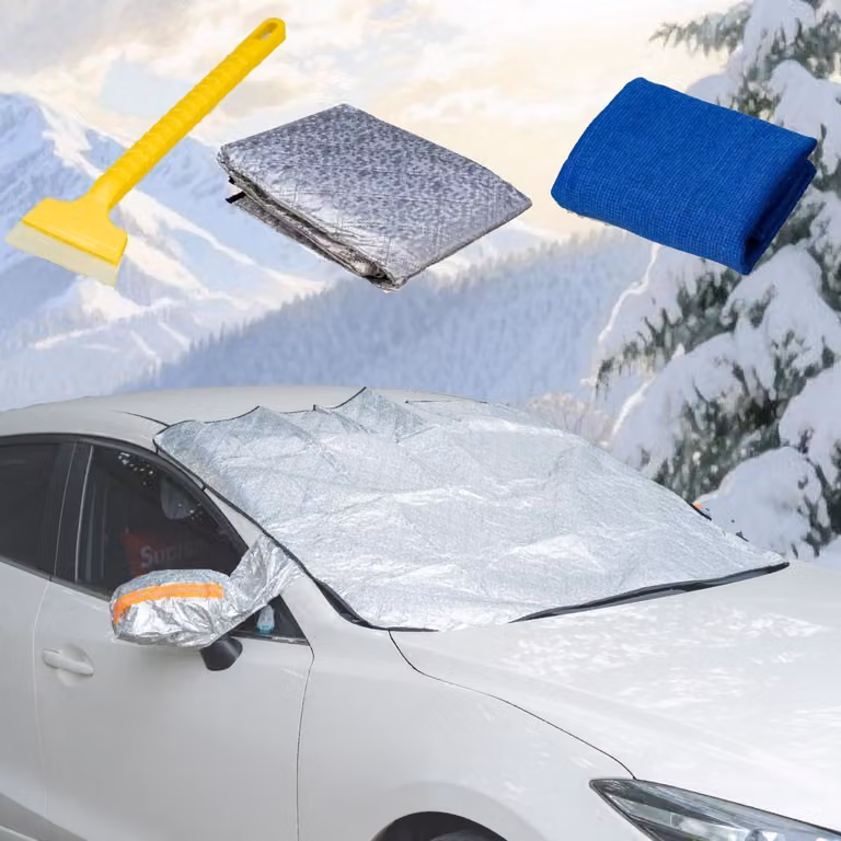 Copertura parasole per parabrezza auto, ideale per l'inverno e l'estate, con 9 magneti, dimensioni 190x148 cm, colore arancione