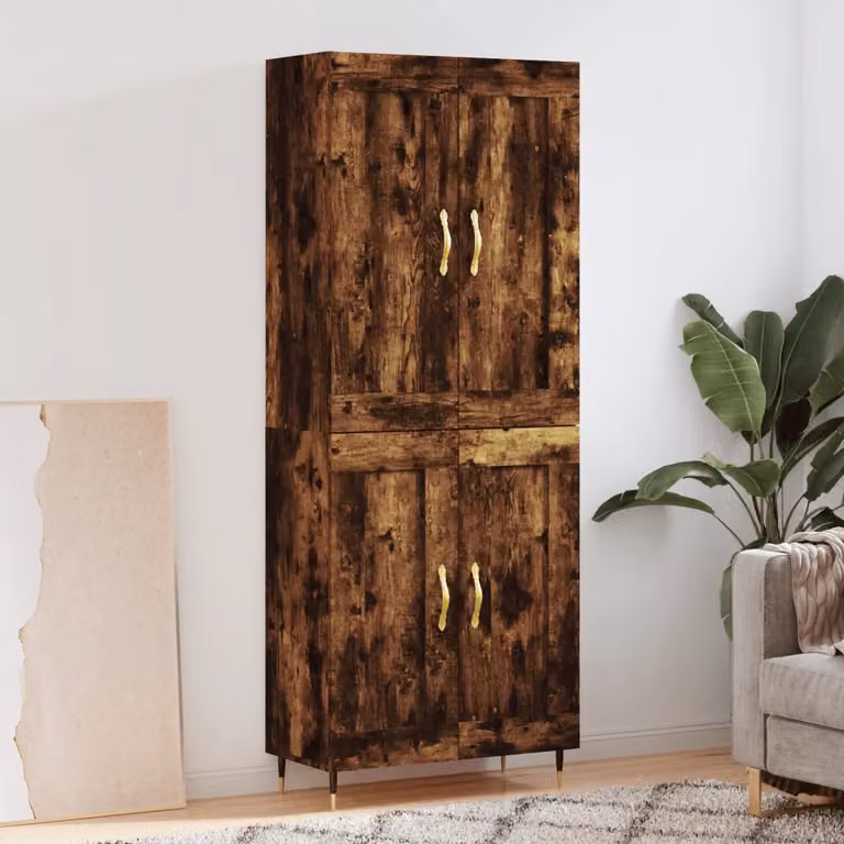 Credenza vidaXL in Rovere Fumo e Legno Multistrato, L: 69,5 cm, P: 34 cm, H: 180 cm