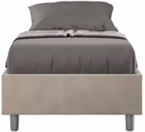 Letto singolo con rete imbottito 90x210 microfibra sabbia Azelia