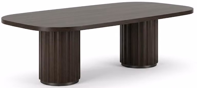 Tavolo da conferenza elegante, di colore marrone scuro, con piano in legno di alta qualità