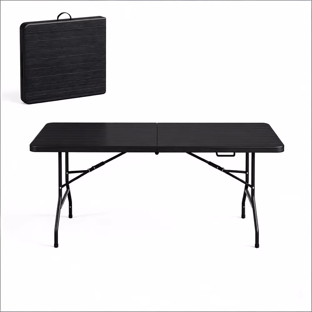 Tavolo da pranzo pieghevole Minimal nero con piano liscio e design moderno L: 120 cm, P: 74 cm, H: 74 cm – 2