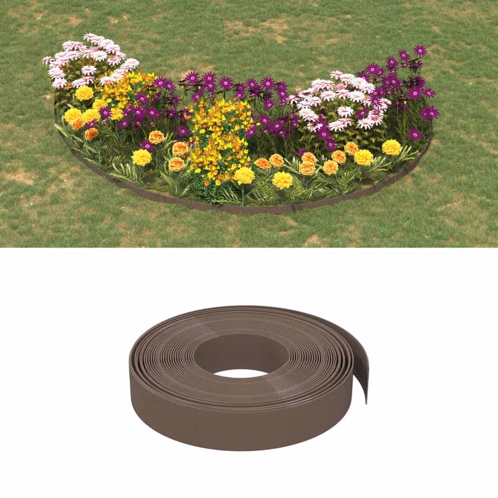 Set di 5 bordure da giardino vidaXL marroni in polietilene, Lunghezza: 10 m, Altezza: 10 cm