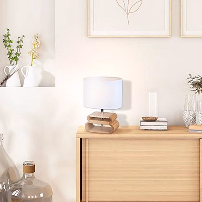 COREP Lampada da tavolo Oslo, Bianco / Opale, Soggiorno / Sala da pranzo, Legno, Scandinavo, Lampada da tavolo