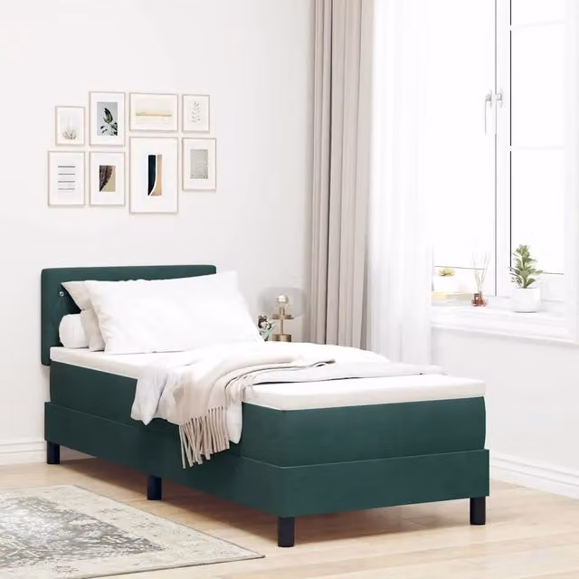 Letto a molle con illuminazione LED verde scuro in velluto vidaXL L 200 cm x P 80 cm