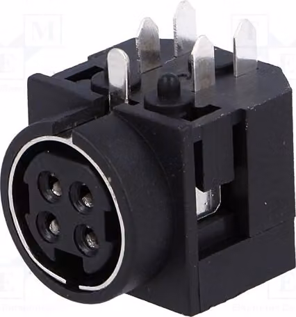 1 connettore R7B per alimentazione CC, femmina, con 4 pin, per montaggio a traversa (THT), 30 VDC, modello DS1093-05-BN40X, per alimentazione CC