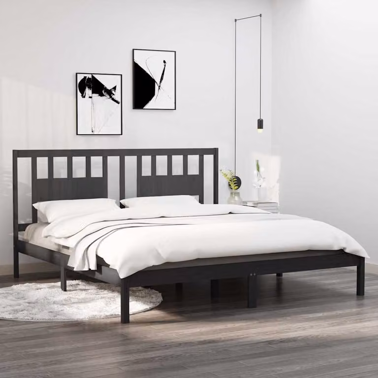 vidaXL Giroletto in Legno Massello di Pino Grigio 200 x 200 cm