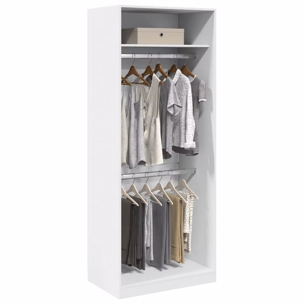 vidaXL Armadio Bianco con Ante a Battente in Legno e MDF L/P/H: 80 x 50 x 200 cm – 1