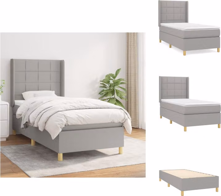 vidaXL Letto a molle con materasso grigio chiaro 80x200 cm in tessuto - Letti & strutture letto