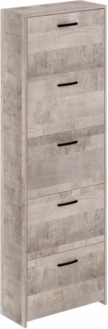 Scarpiera in Kit Rovere Platino 58 x 25 x h 173 cm a 5 Ante a Doppia Profondità