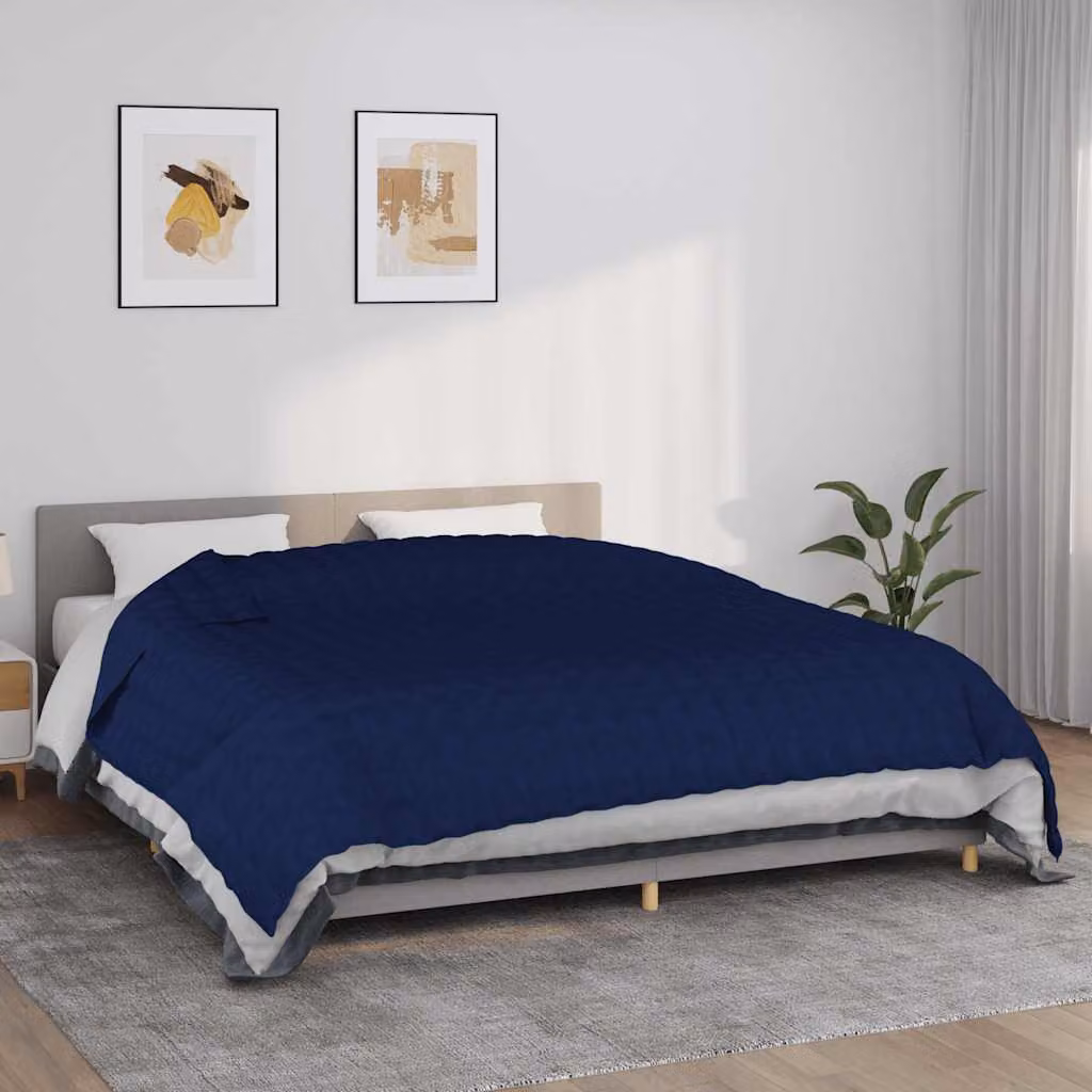 vidaXL Coperta Ponderata Blu in Microfibra e Cotone, L 220 cm x P 260 cm, 11 kg