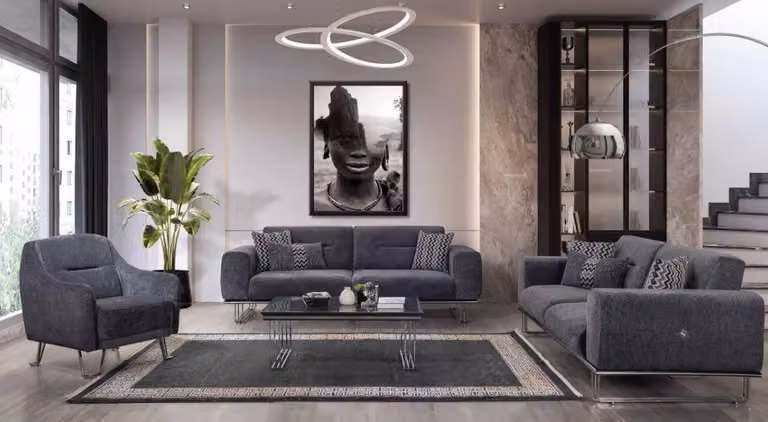 Sofagarnitur 3+3+1 Sitzer Wohnzimmer Komplett Sofas Set Modern Set Couchtisch
