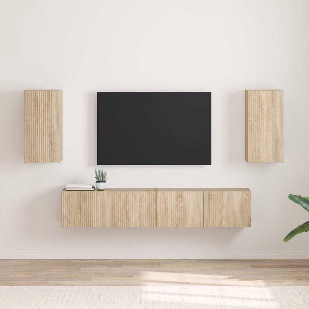 Set di 2 mobili TV da parete vidaXL in legno ingegnerizzato color marrone Sonoma con finitura opaca