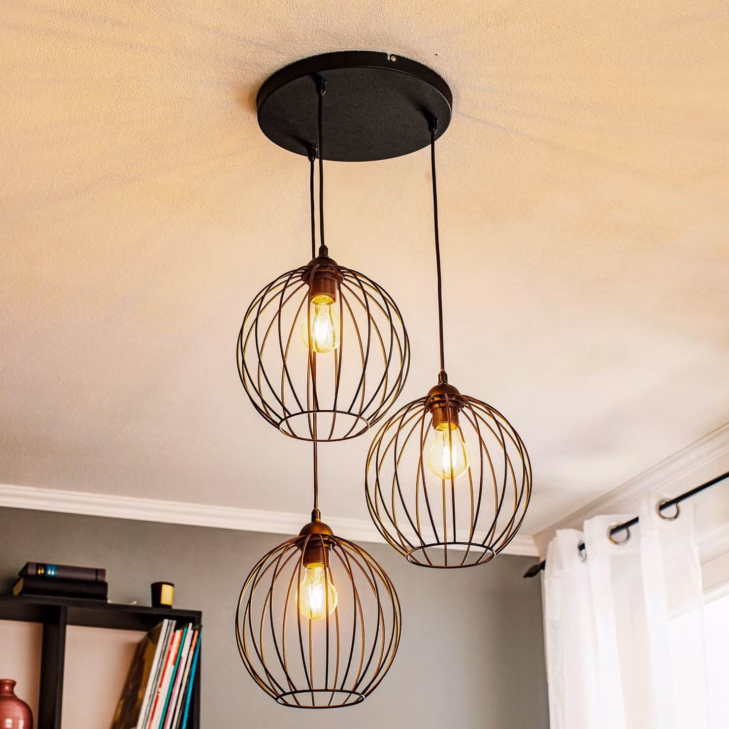 Lampada a sospensione Cumera HELAM, dimmerabile, Nero, Soggiorno / Sala da pranzo, Metallo, Moderno, Lampada a sospensione