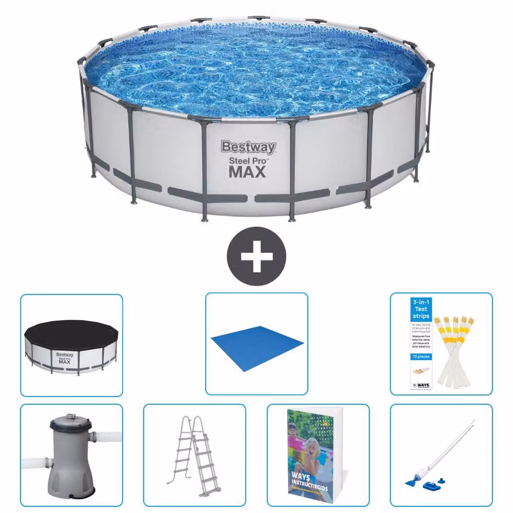Piscina gonfiabile Bestway Steel Pro MAX, rotonda, 488x122 cm, composta da 6 parti, modello S616