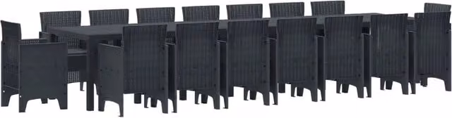 Set da pranzo da giardino moderno vidaXL in rattan antracite con 17 pezzi