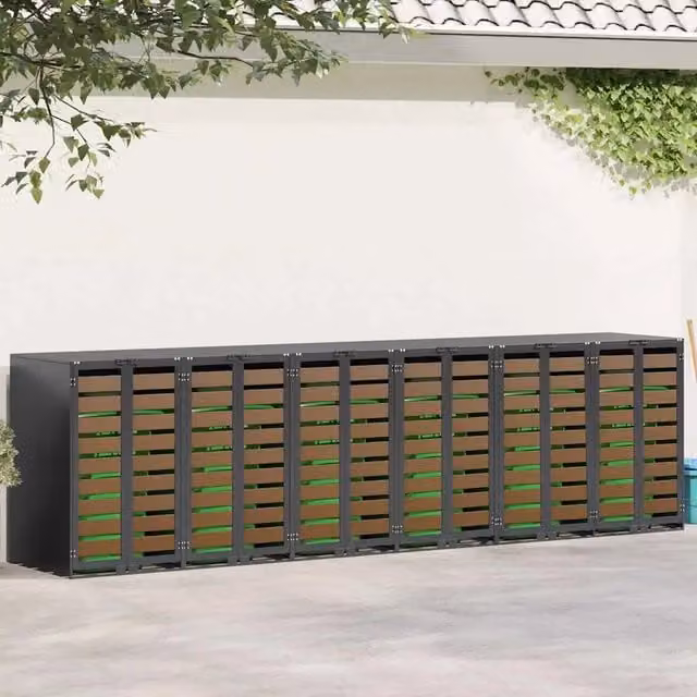 Contenitore per rifiuti vidaXL per 3 bidoni in acciaio colore antracite L 115,5 x P 77,5 cm