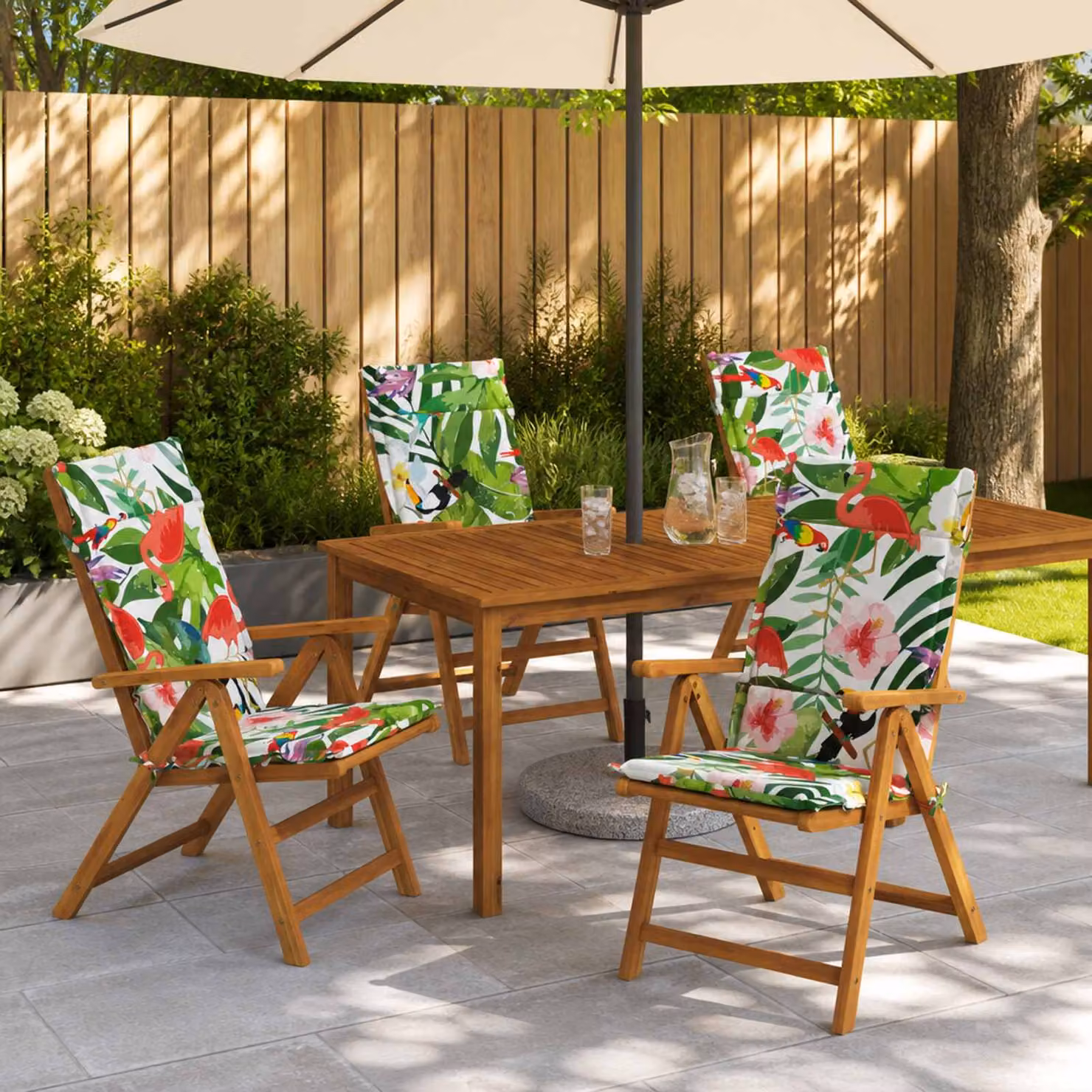 Set di 6 cuscini per sedia alta vidaXL GEMERT multicolore in poliestere con rivestimento rimovibile