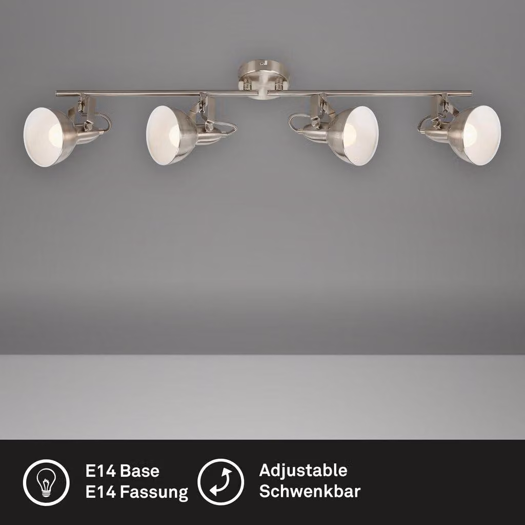 Plafoniere Plafoniere spot retrò bianco 4 xE14 40W orientabile e girevole Briloner